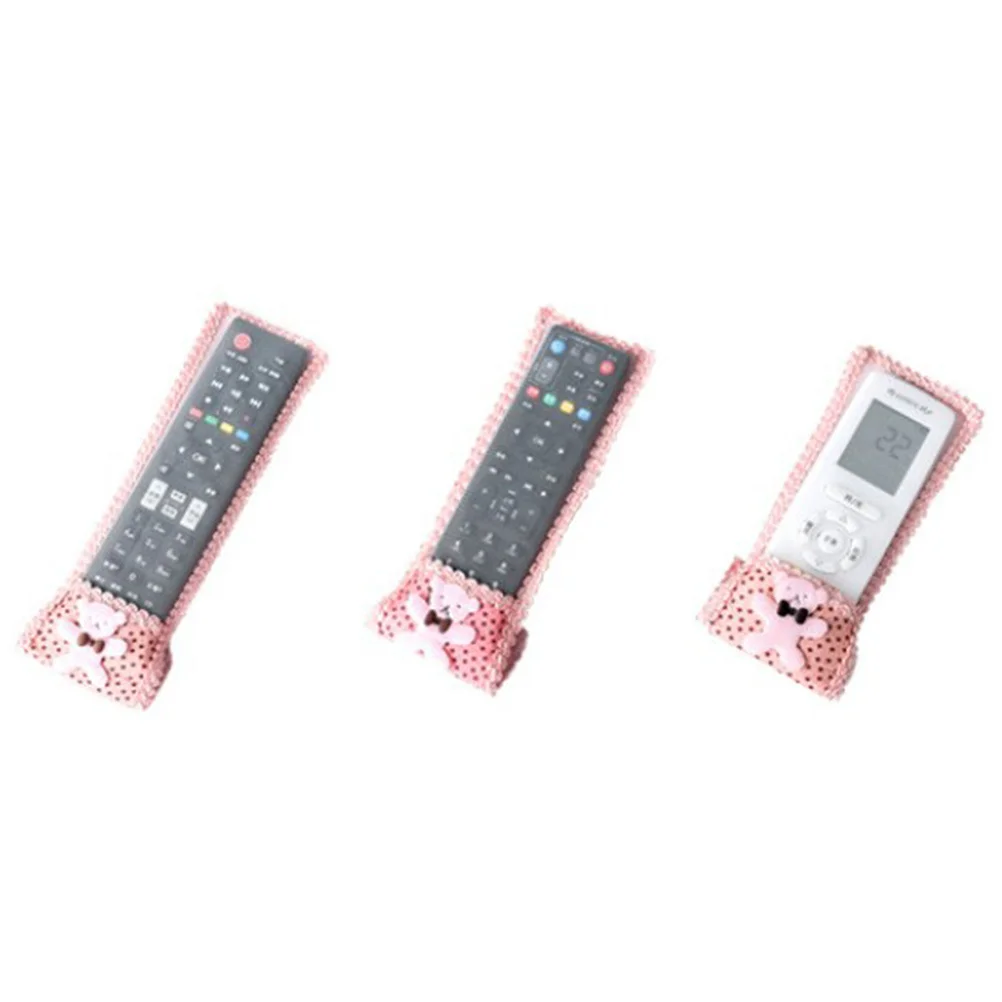 

1pc European Style Fabric Lace Cover For Large Size Remote Control Gypsophila Bear Pattern Proof Stain Resistant