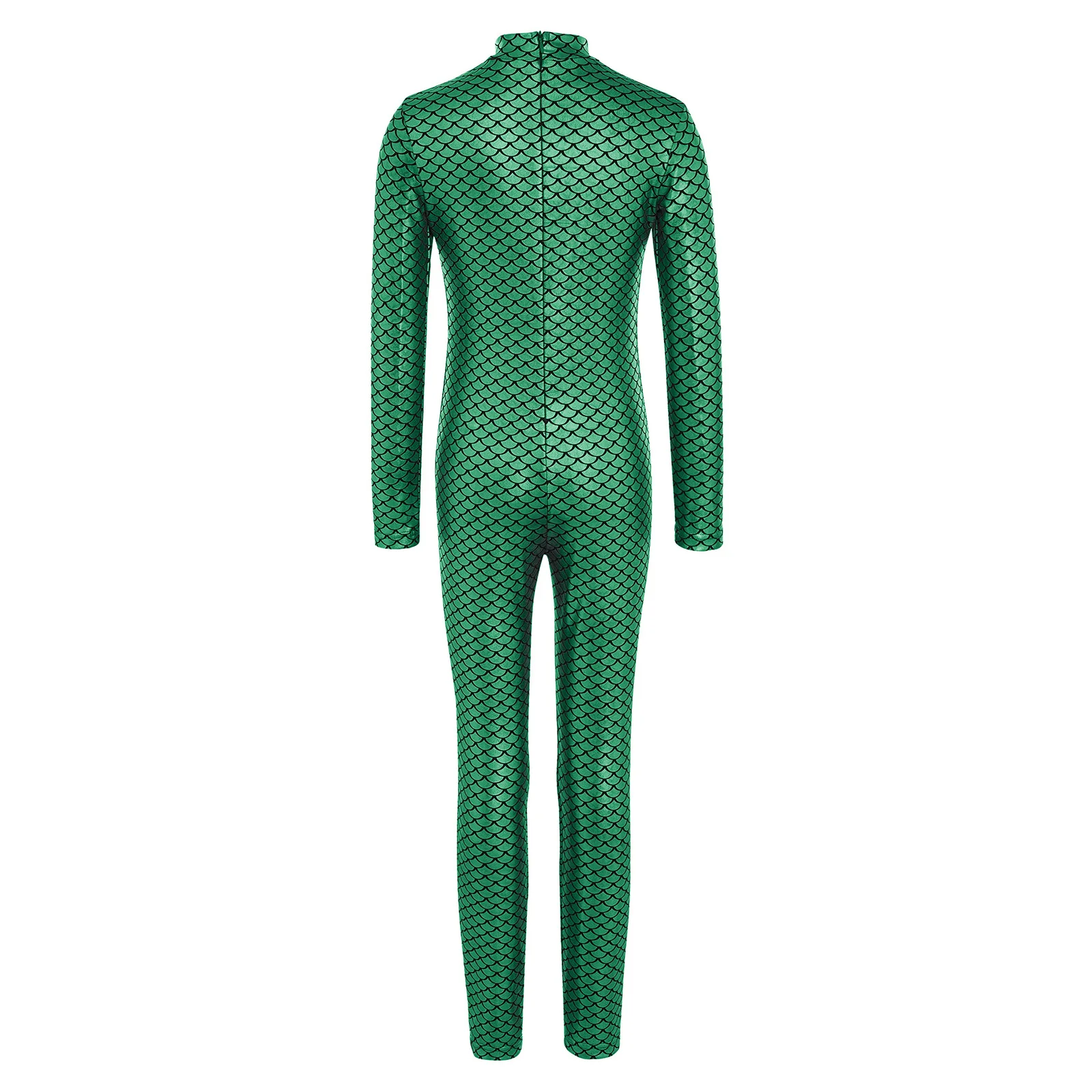 Kids Girls Metallic Fish Scales Jumpsuit Long Sleeve Zipper Shiny Bodysuit Ballet Dance Skating Gymnastics Leotard Unitards image 3