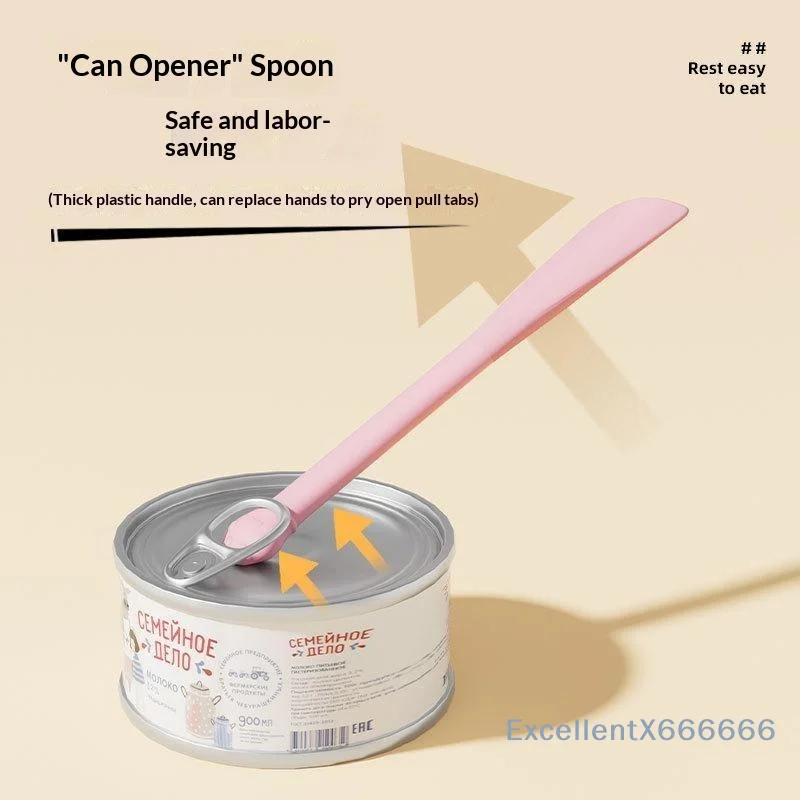 Multi-Purpose Pet Feeding Spoon With Can Opener Seal Cover Long Handle Used For Canned Food For Dogs And Cats