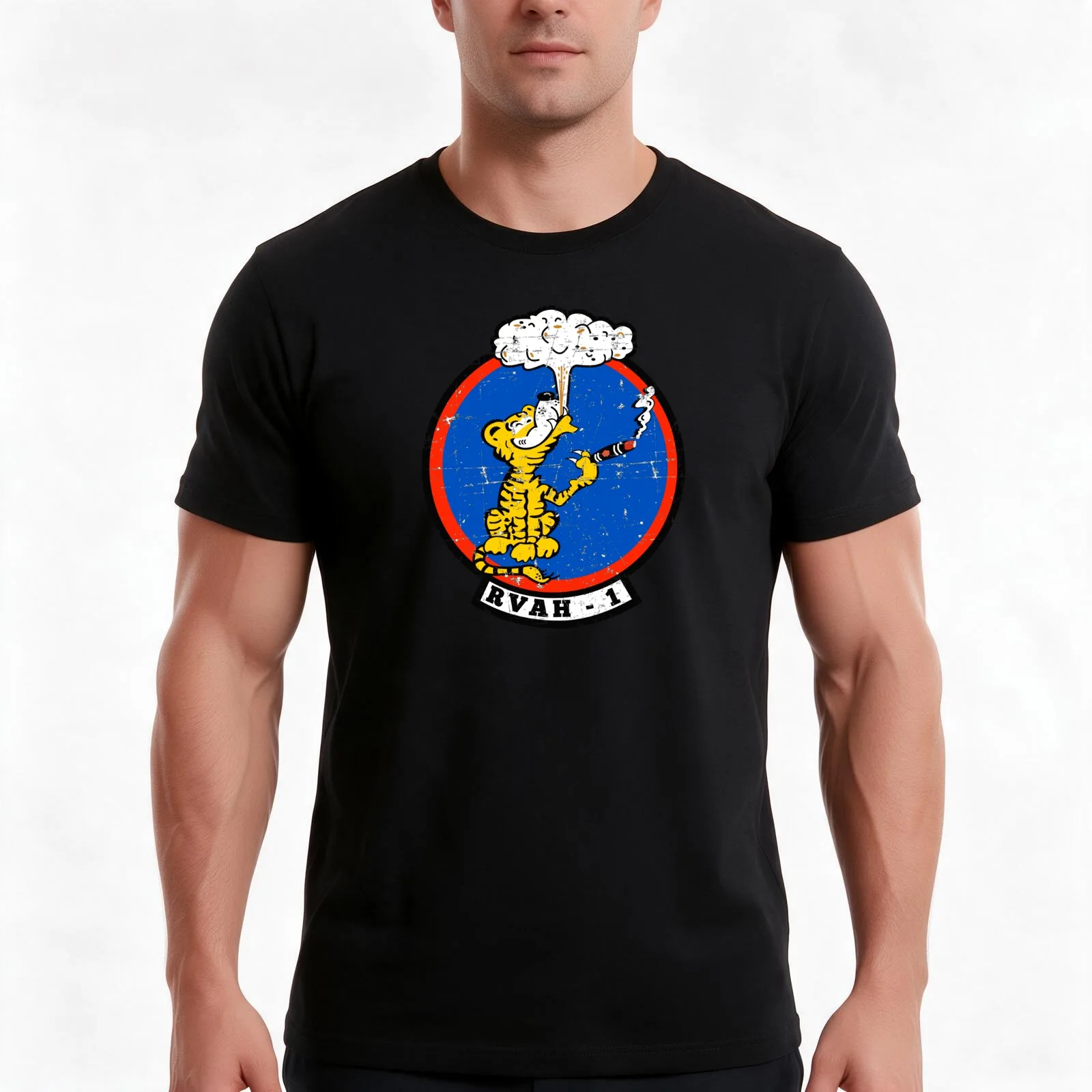 USN - RVAH-1 - Reconnaissance Attack (Heavy) Squadron - Grunge Style T-Shirt Summer Casual Cotton Tee Vintage Graphic Print