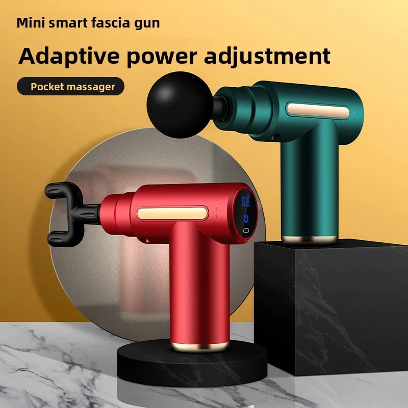 Black Mini Massage Gun with LCD Display Rechargeable Portable Muscle Massager Multi Speed Low Noise Home Fitness