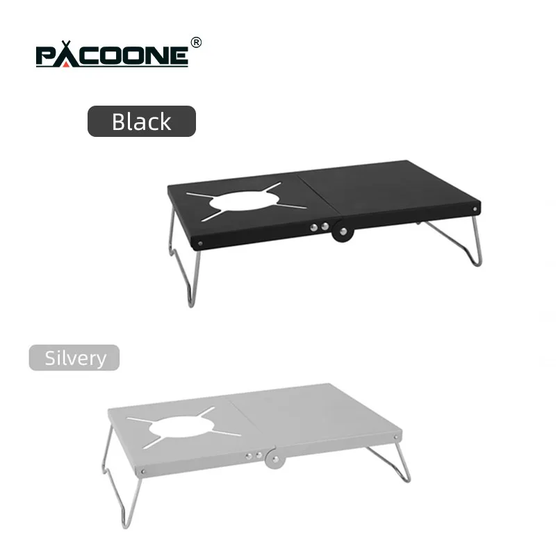 PACOONE Outdoor Camping Spider Stove Table Folding Portable Mini Table Insulated Stainless Steel Heating BBQ Gas Stove Bracket