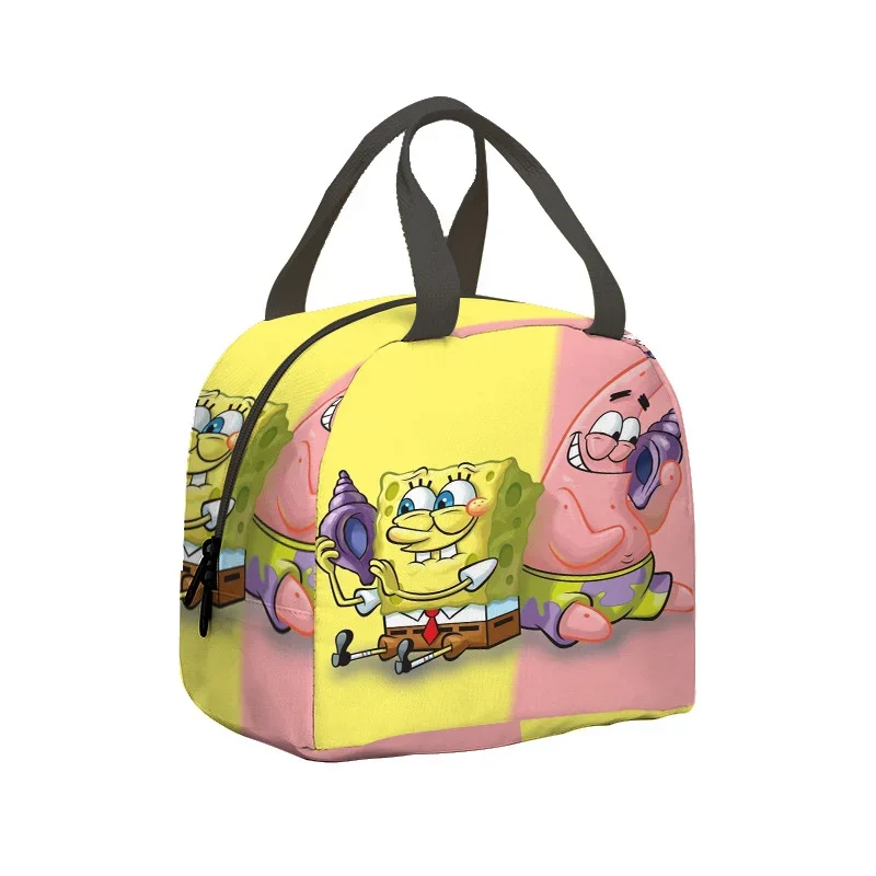 SpongeBob Lunch Bag Cartoon Men Women Insulated Bags Portable Large Capacity Student Tote Bento Pack Camping Picnic Package