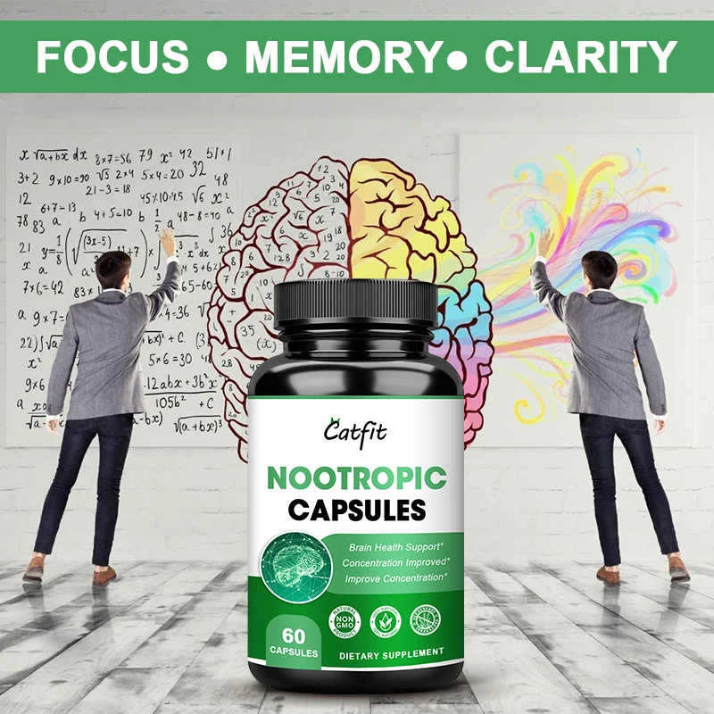 Catfit 60pc Brain Nootropic Brain care pill Brain Booster Strengthen memory &Neural Response Vitamin B6 &L-Tyrosine Brain care