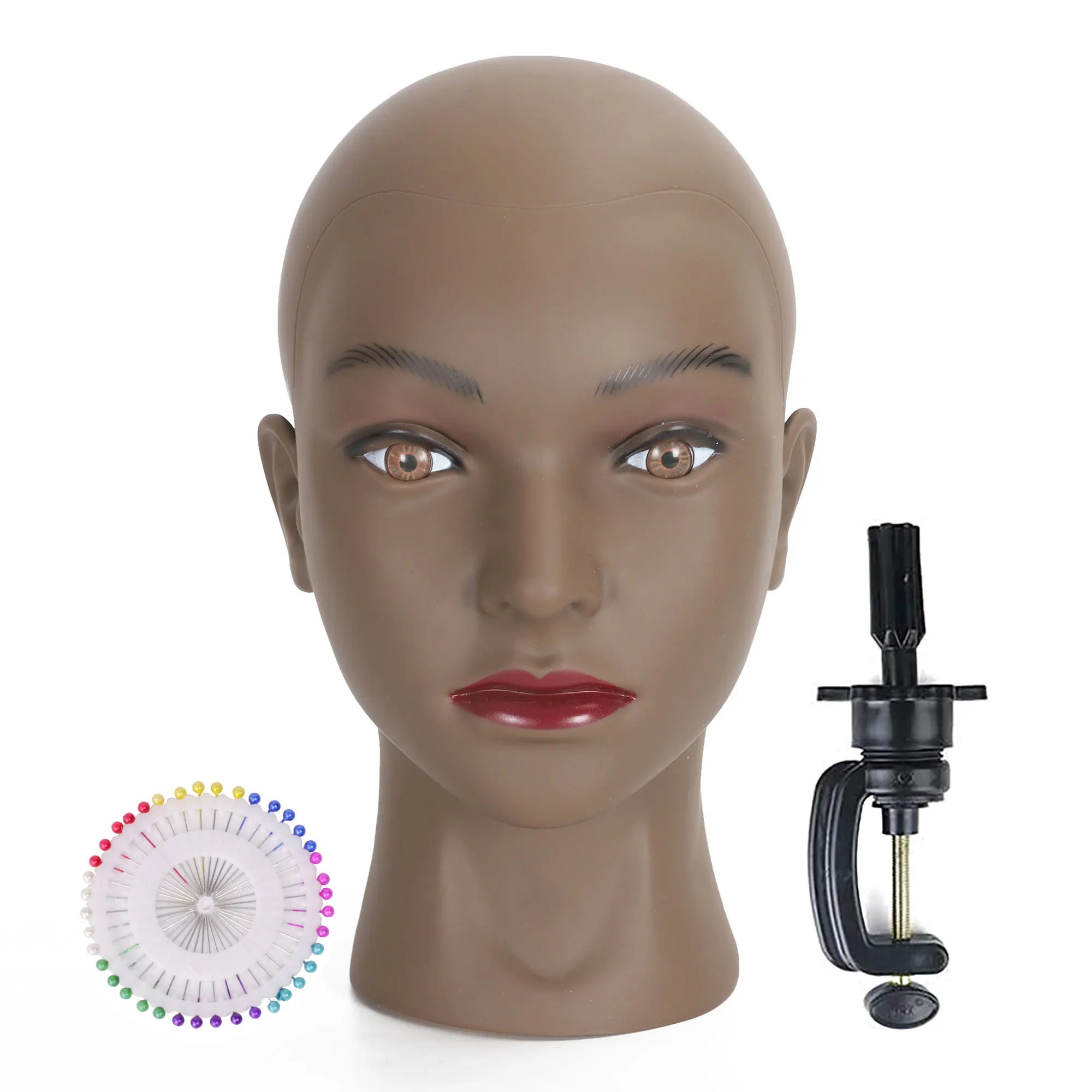 Bald Female Mannequin Head Makeup Training Head Wig Head Professional Cosmetology for Wig Making and Display Hat Helmet Glasses
