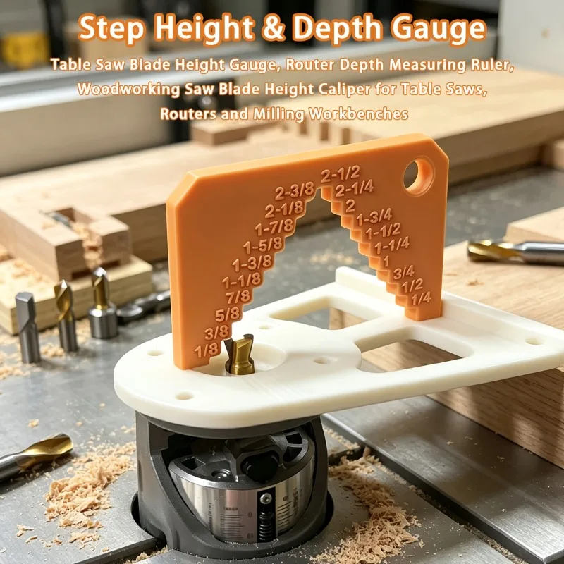 Large Table Saw Depth Gauge, Woodworking Height Gauge, Saw Blade Router Bit Measuring Ruler for Router Trimmer Milling Workbench