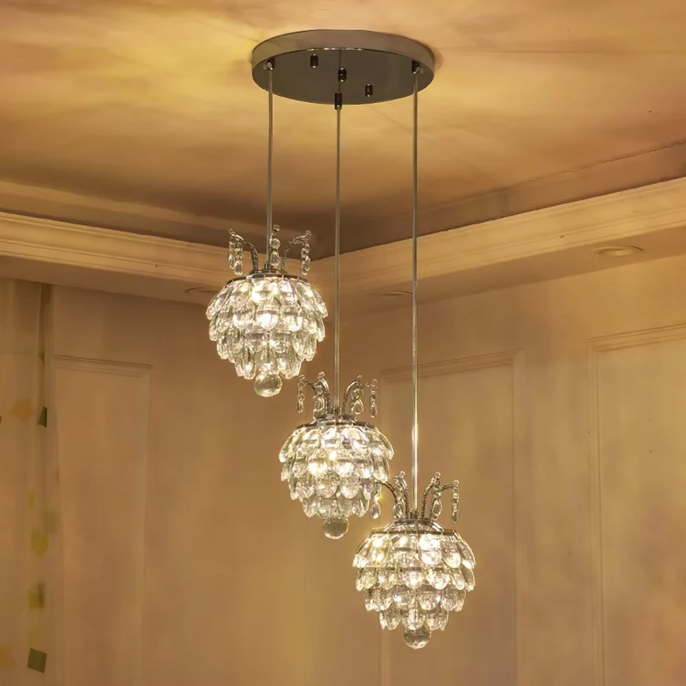 Nordic Cord led Pendant Lamps Crystal Kitchen Linear Suspension Chandeliers Restaurant Decor Modern Dining Room Hanging Lighting