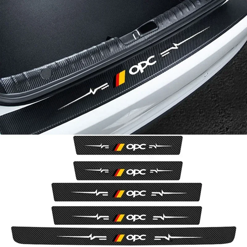 Carbon Fiber Anti Stepping Welcome Pedal Protection Film, for Opc Front and Rear Door Stickers, Car Door Sill Strips For Opel