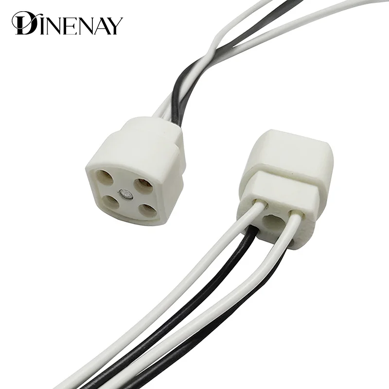G10Q Lamp Holder With 15/25cm Long Cable Ring Lamp Plug 4pins Lamp Base Insulating Tube Ultraviolet Light Lamp Base