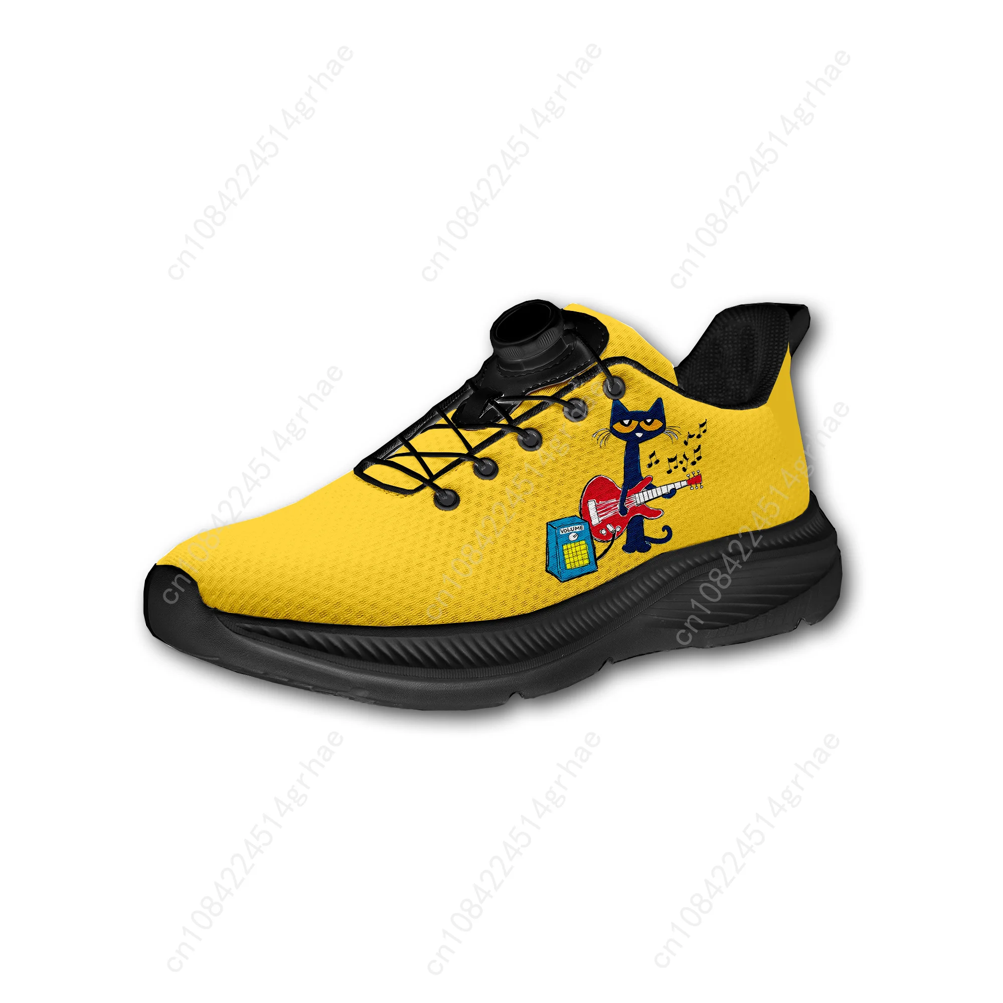 Pete the Cat I Love My White Shoes Custom Walking Shoes Men Woman Rotating Button Without Laces Shoe Design Sneakers Unisex
