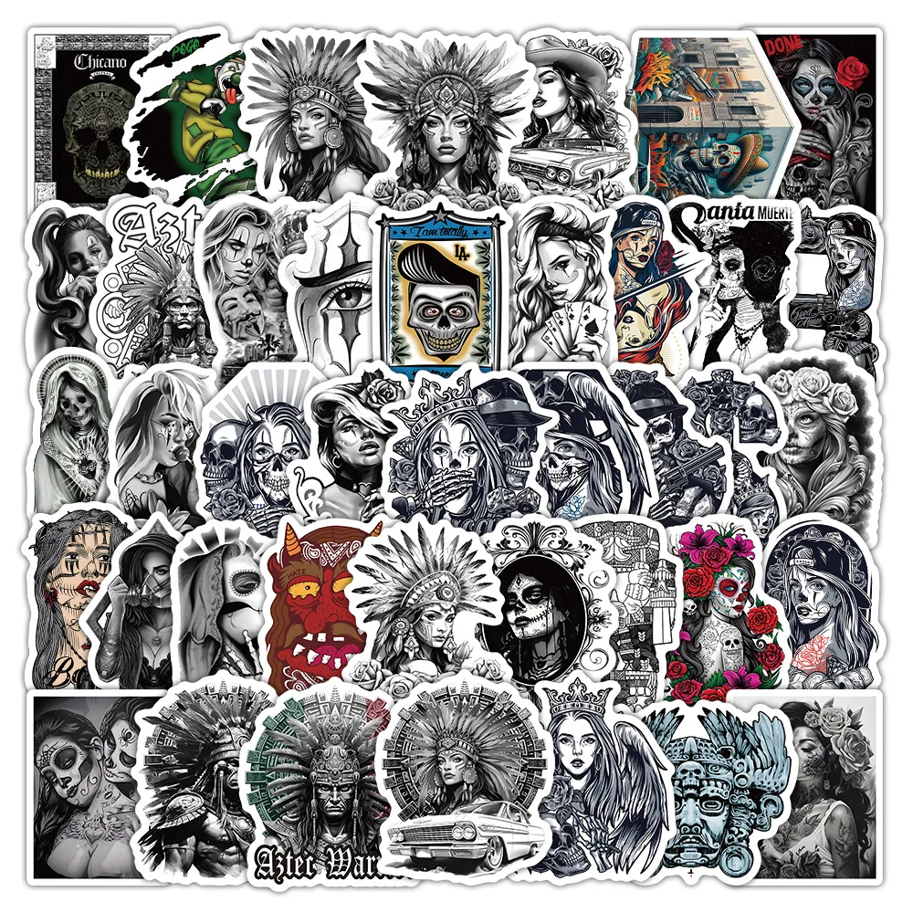 

10/30/50pcs Chicano Culture Art Graffiti Stickers Cool Cartoon Decal Decoration Water Bottle Notebook Phone Car Graffiti Sticker