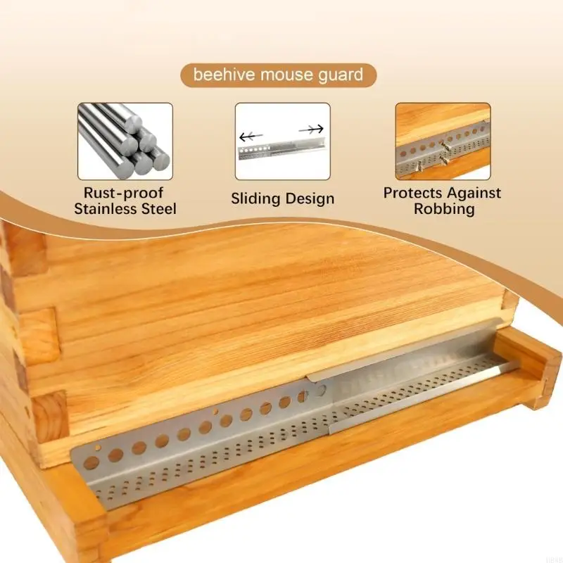 H8WB 4pack حراس مدخل خلايا النحل المعدنية القابلة للعكس مع تصميم تدفقات الهواء المزدوجة لسلامة مستعمرة على مدار السنة