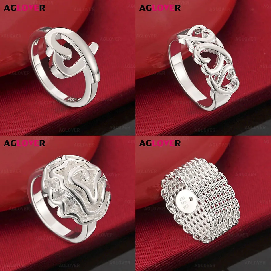 

AGLOVER 925 Sterling Silver 6-10# Triple Heart Shape Ring Charming Versatile Woman Engagement Jewelry