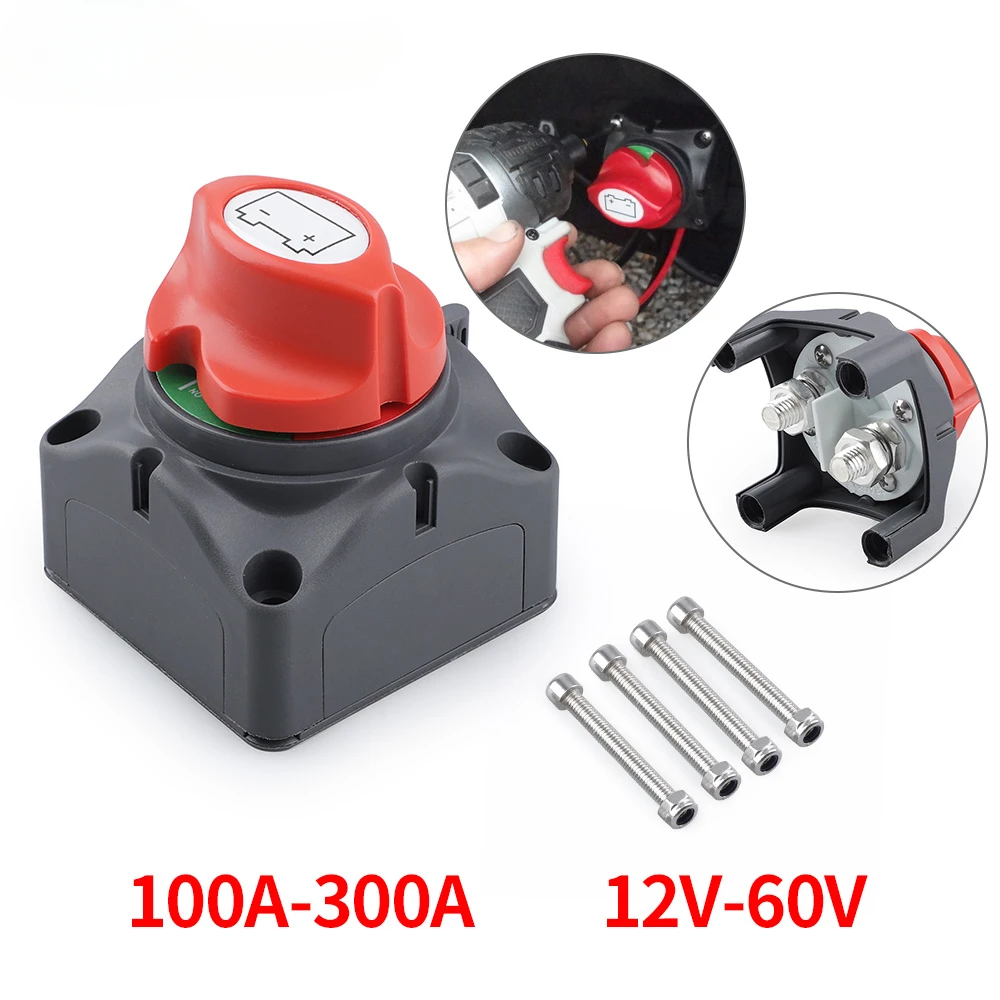 Battery Disconnect Switch 12V 24V 300A Car Isolator Disconnect Rotary Switch 2 and 3 Position Cut Off Switch for VR Camper Boat