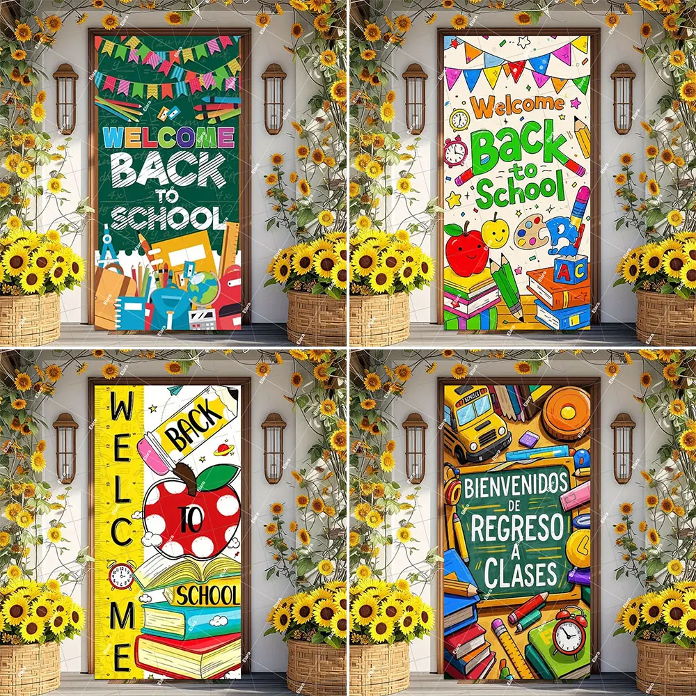 

Bienvenidos De Regreso A Clases Theme Deco School Start Door Cover Banner Backdrop Classroom Front Door Porch Sign Decoration