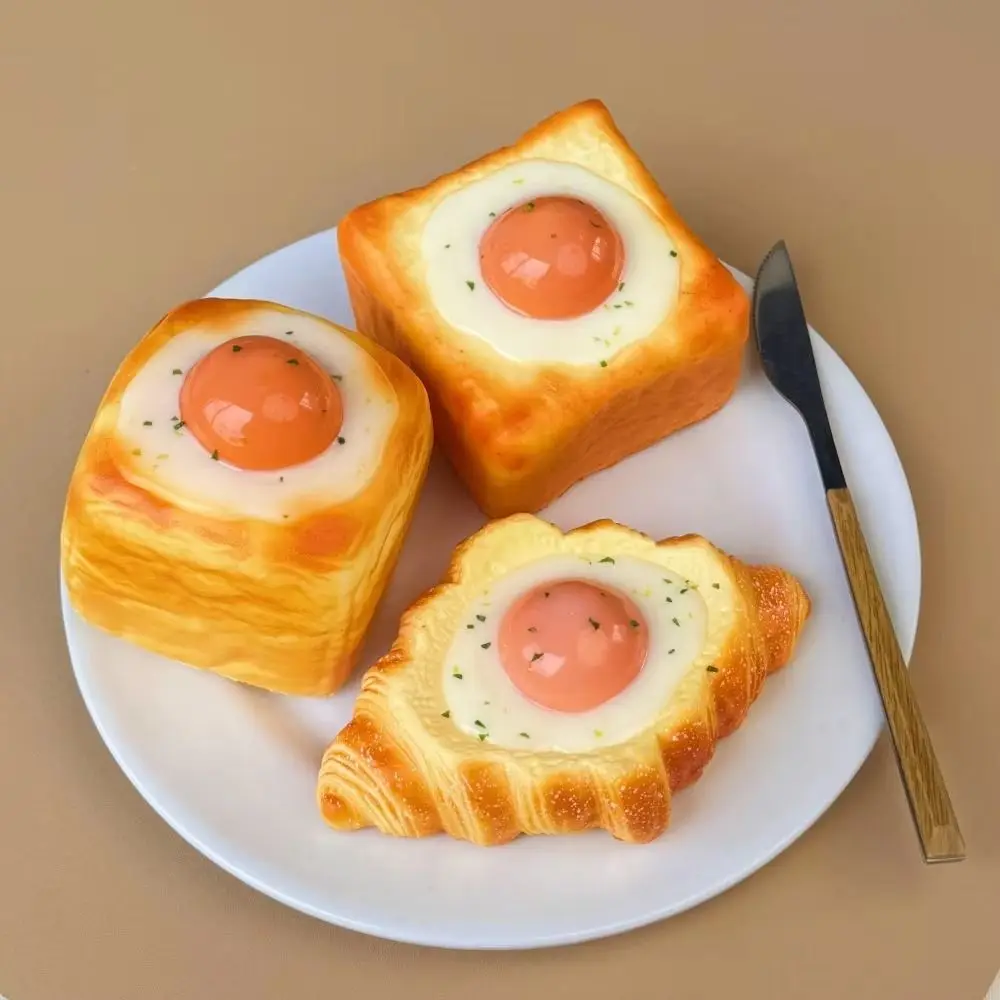 Simulated Simulated Egg Toast Squeeze Prank Decoration Slow Rising Bread Squishy Soft Elastic Oversized Sensory Fidget Bread