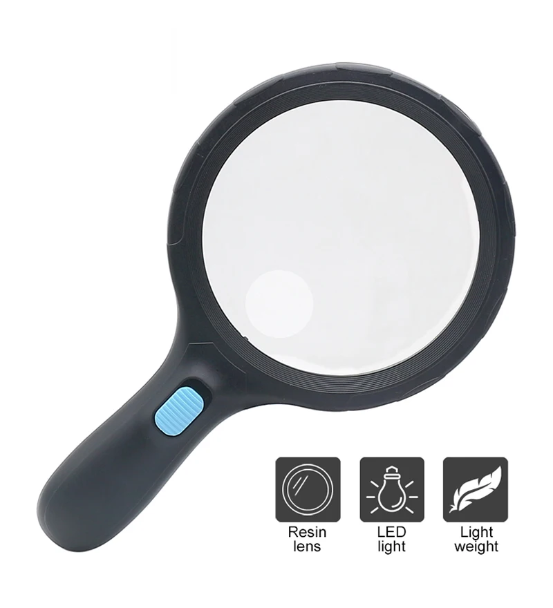 

Extra Large Lens Handheld Magnifier Illuminated Magnifying Glass with 10 pieces / 12 pieces LED Light Reading Magnifying Glass