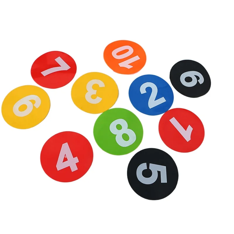 

Outdoor community football training obstacle digital flat sign disc multi-color landmark pad track and field sports equipment