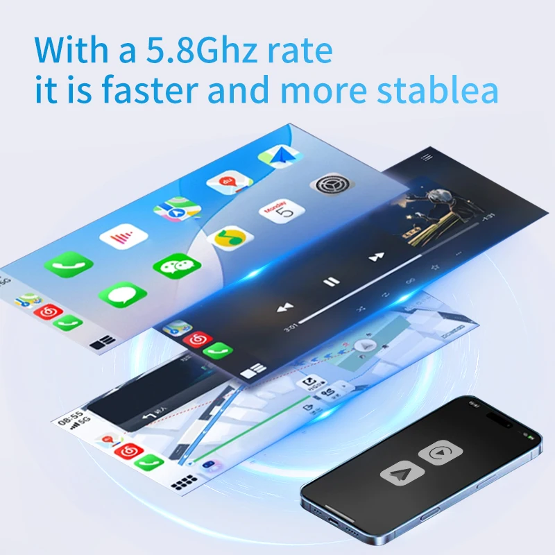 Adattatore CarPlay wireless 2in1 Dongle Android Auto Connessione rapida Dongle USB Smart Mini Box Plug Play per auto con CarPlay cablato