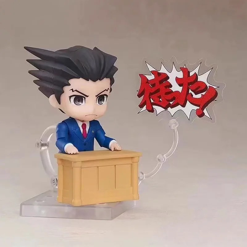 Figurine d'action Ace Attorney Miles Edgeworth 1762 Chibi avec visages interchangeables, accessoire de salle d'audience pour les fans de jeux d'anime