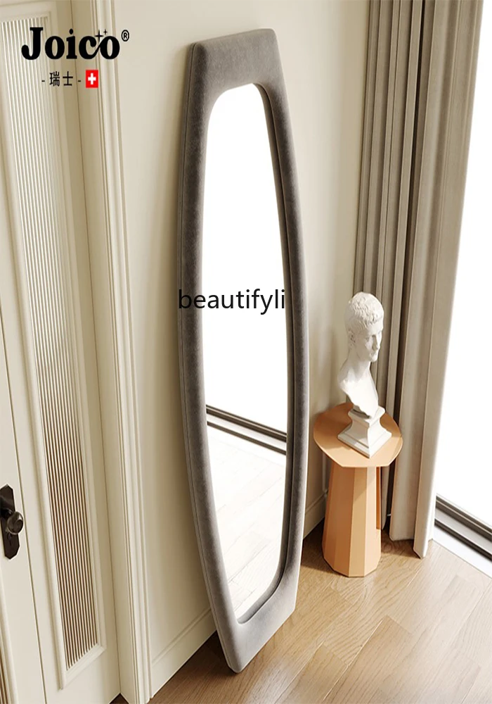 Light Luxury Dressing Mirror Home Retro Wall Floor Cream Style Full-Length Mirror Shaped Full-Length Mirror