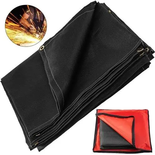 10x10 Ft Black Fiberglass Welding Blanket - Portable Fire Retardant Mat, Thermal Insulation with Carry Bag