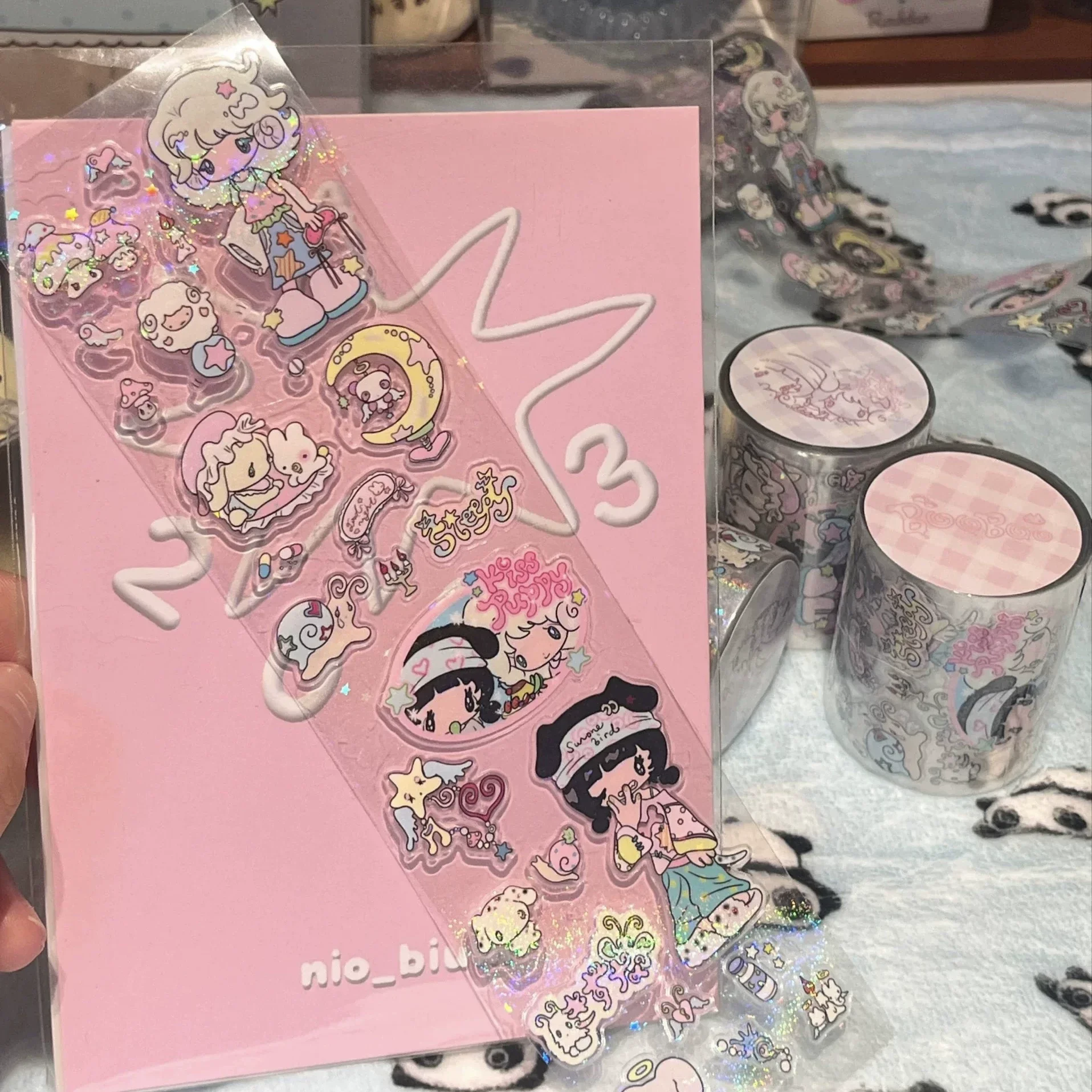 Niedliche Handgezeichnete Anime-Mädchen Aufkleber, Dekoratives Bastelmaterial für Scrapbooking, Nicht-Rollbare Aufkleberbögen
