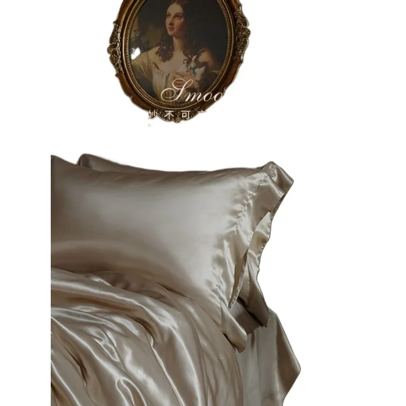 Double-sided heavy 35 mmi silk four-piece set mulberry silk bed sheet high-grade ice silk quilt cover mattress bedding