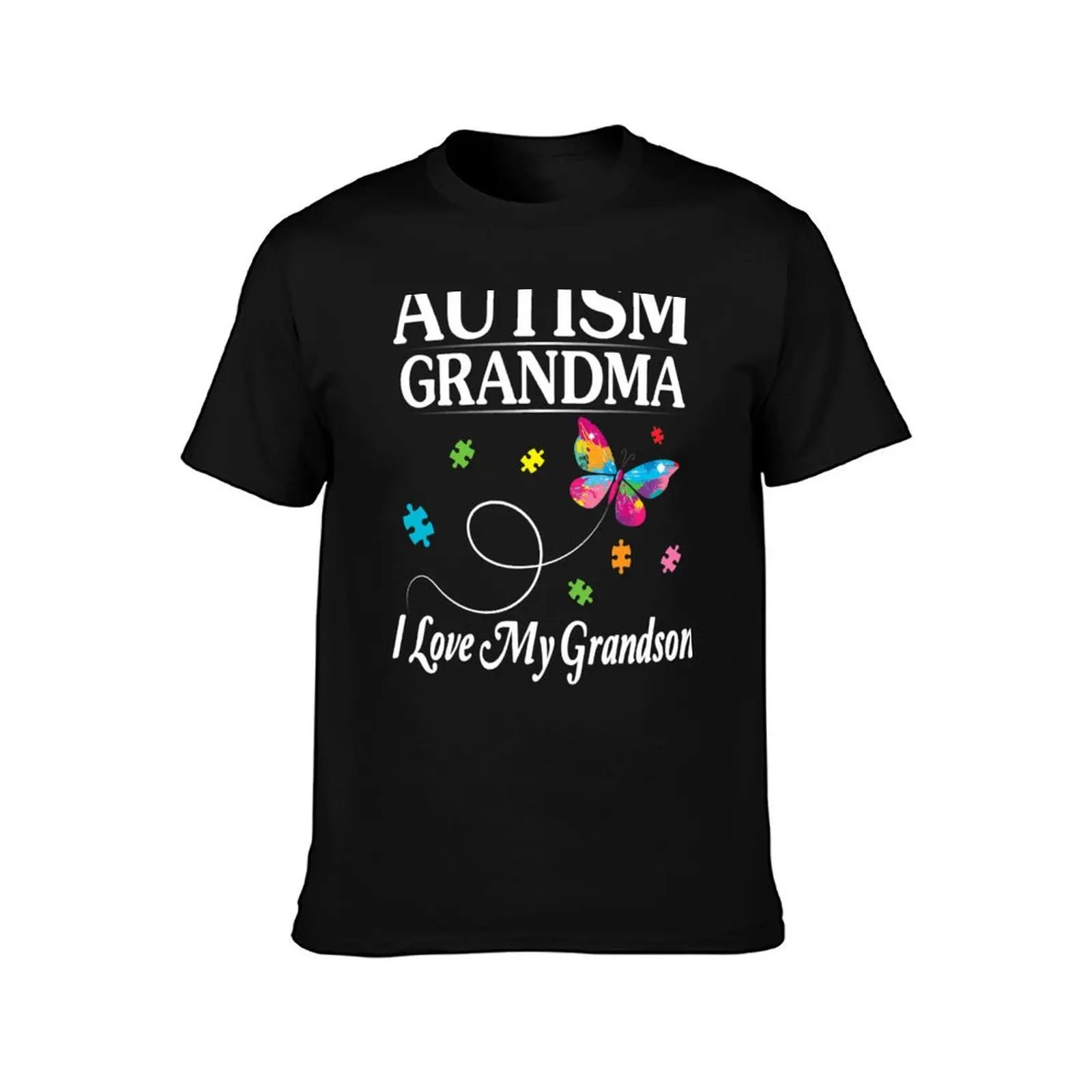 Butterfly Autism Grandma I Love My Grandson Awareness T-Shirt Anti-Perspiration Workout Top T-Shirt