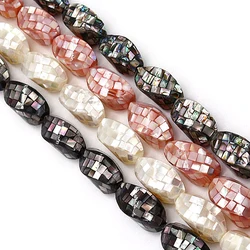 Natural Abalone Shell Beads Mosaic Irregular Egg-shaped Splicing Round Ball with Hole Loose Beads for Jewelry Making DIY Earring