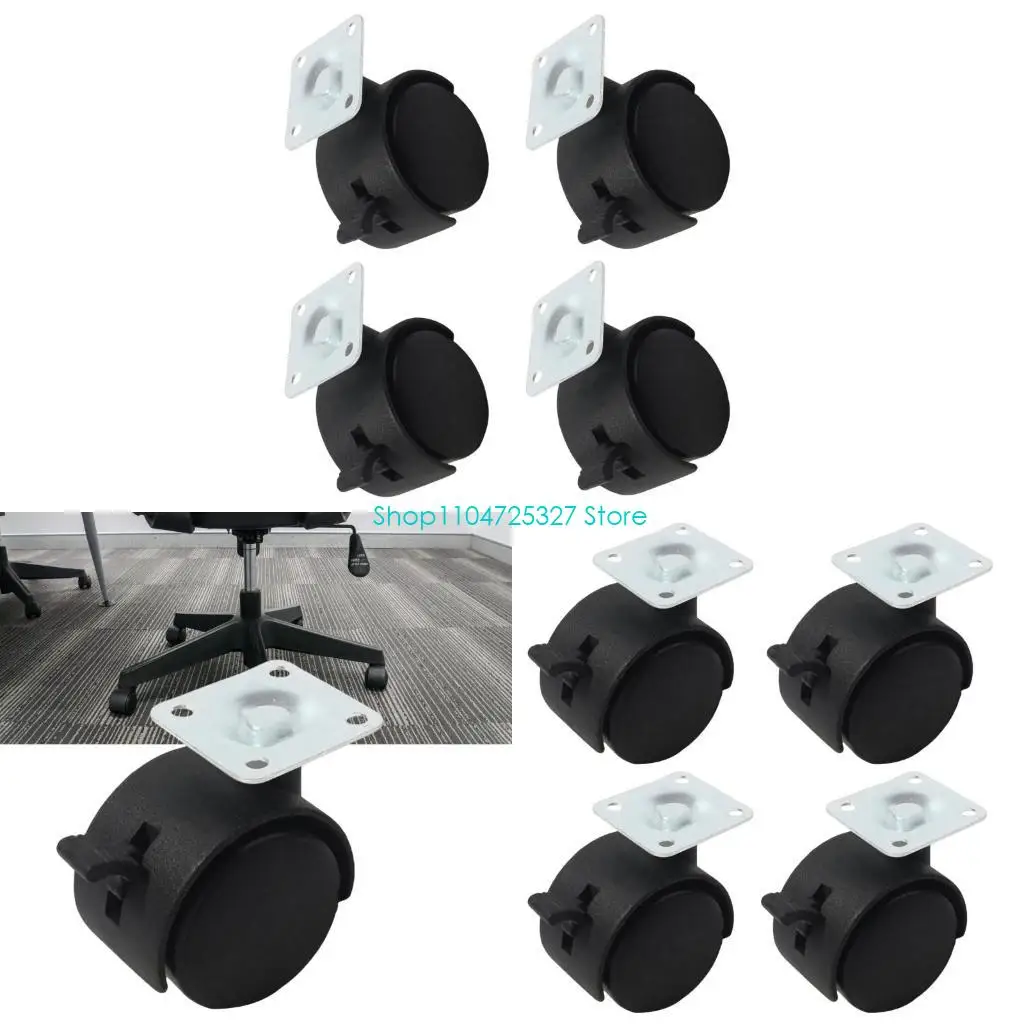 D8KF Heavy Duty Low Profile Rubber Caster Set For Smooth Movement Floor In Any Space Easy Repositioning Stability