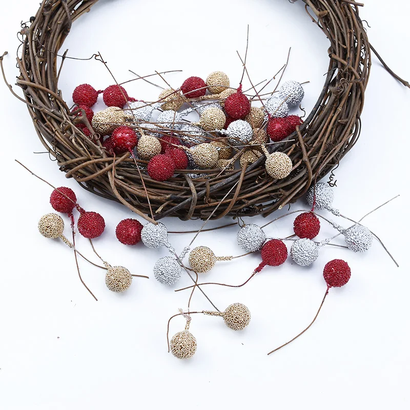 40 Stück Günstige Künstliche Früchte Schaumstoff-Staubgefäße Kirschen Gold Silber Blumen Weihnachten Hochwertige Dekoration Hochzeit Heim Raum Party Zubehör – Detail 4