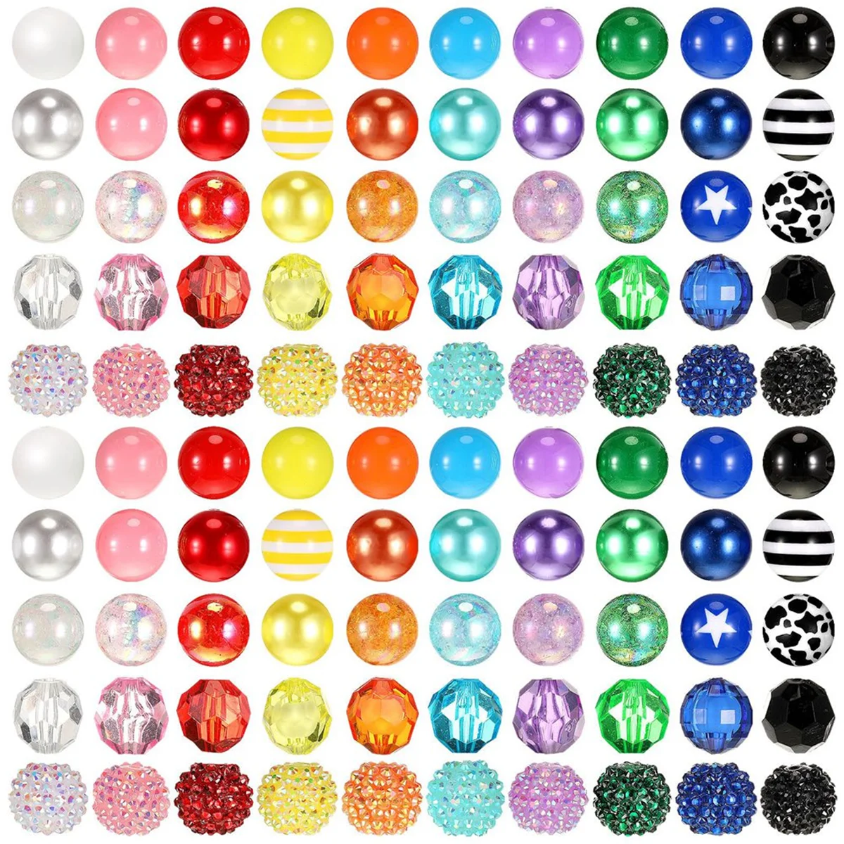 

100 Pcs 20mm Beads for Pens Rhinestone Beads Bubblegum Beads for Pens Beadable Keychains DIY Craft Pen Jewelry Making