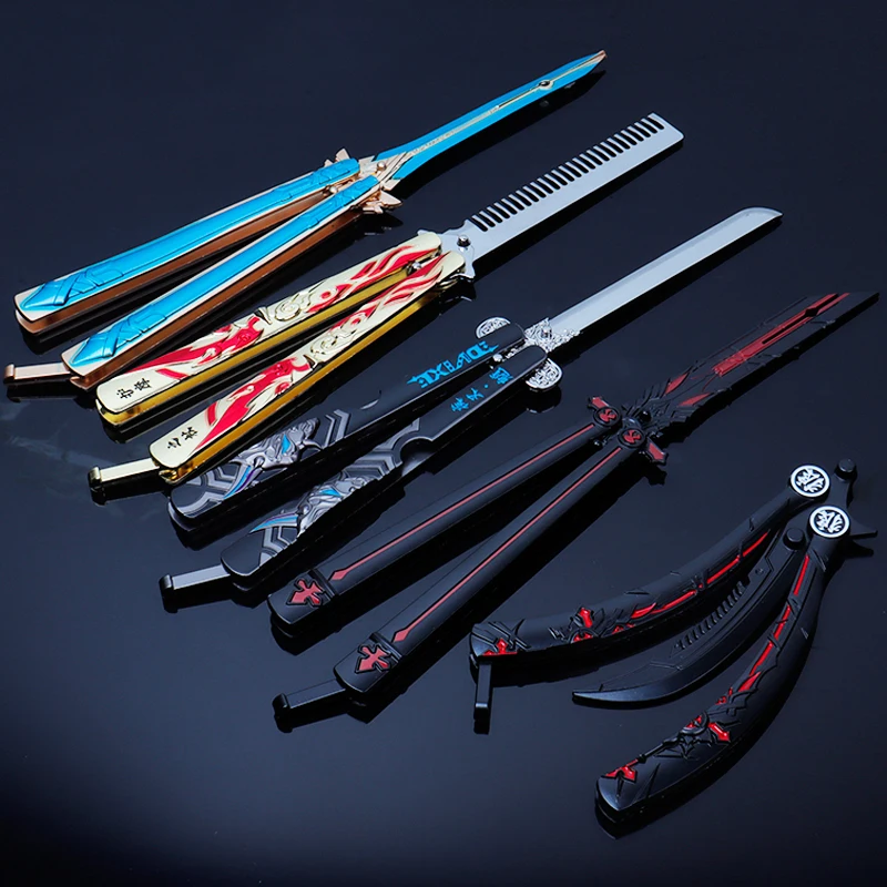 New Animation Game Genshin Impact Butterfly Knife Toy Unsharped Metal Weapon Wolf’s Last Road Stick Cyno Weapon Model Gift