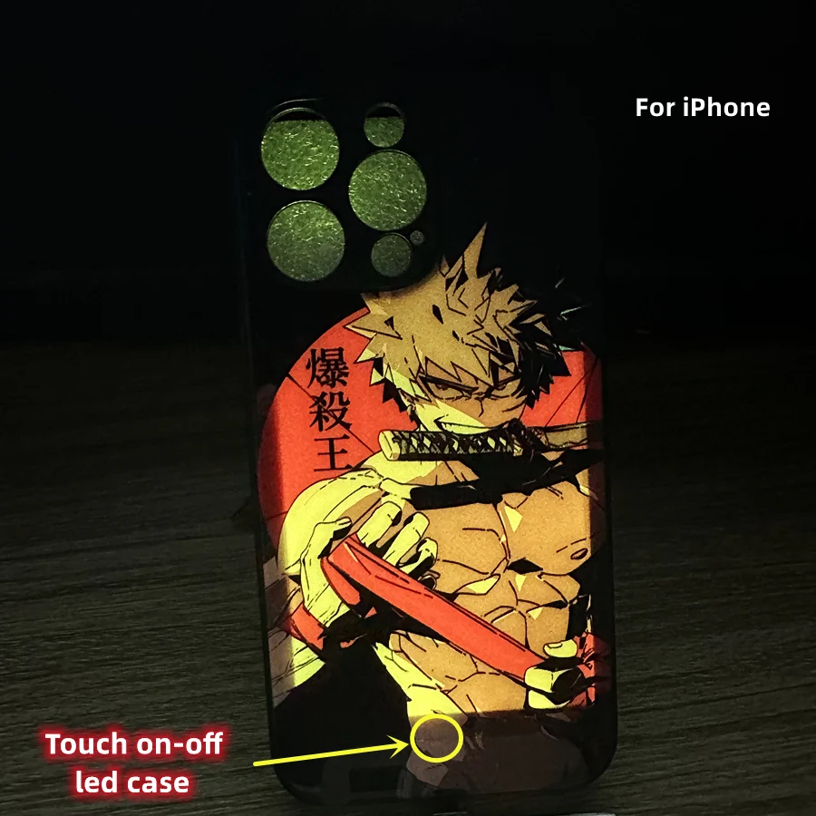 

Cool Bad Boy Anime LED Phone Case For iPhone 11 12 mini 13 14 15 PRO XS MAX X XR 8 Plus 6 7 Luminous Shell Protective Back Cover