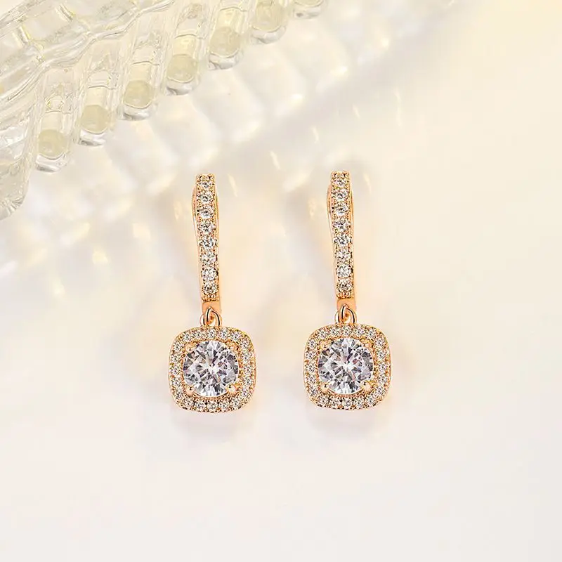 MxGxFam Gold Plated Square Zircon Drop Earrings For Women Europe Hot High quality Fashion Jewelry
