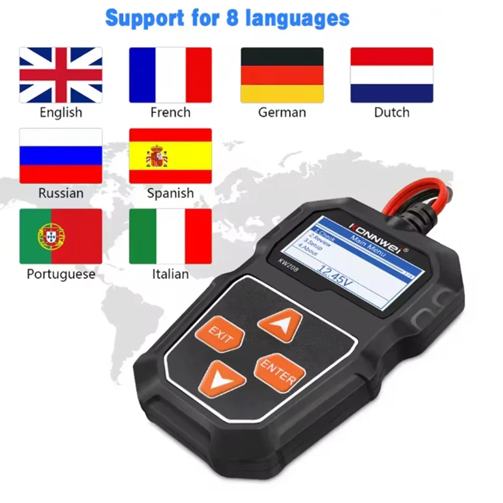 

Car Battery Tester 6V 12V KW208 Automotive Battery Tester for AGM and Gel Batteries Charging System Diagnostic Tool
