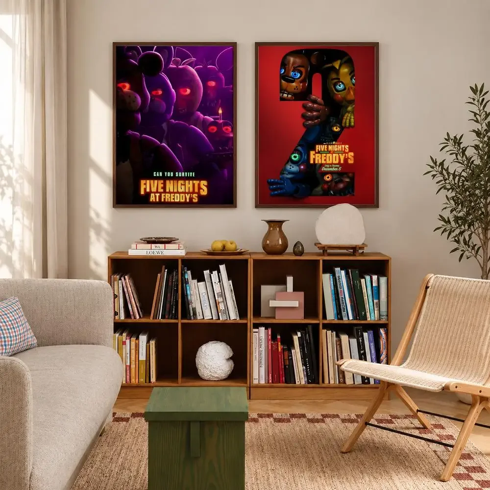 Horror Survival Game Fnaf Five-nights-At-Freddys Poster Self‑Adhesive Waterproof Poster Sticker Wall Art Home Decor