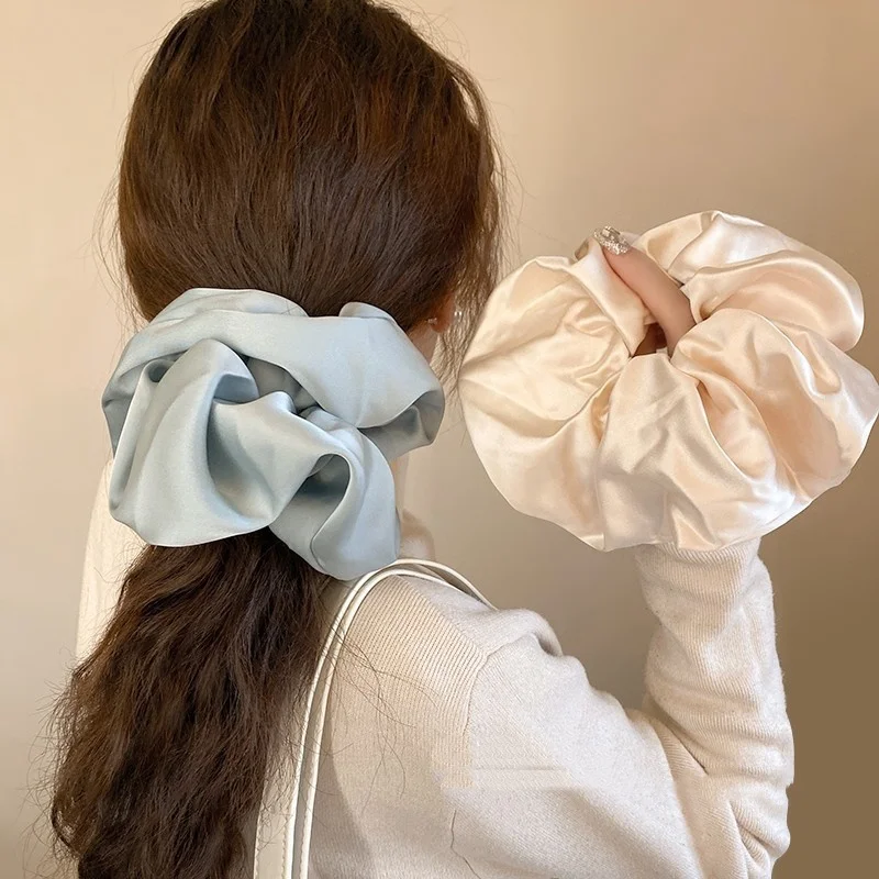 

Korean Oversized 17cm Women Silk Satin Scrunchies Korean Ladies Elastics Hair Band Ponytail Holder Headwear Hair Accessories