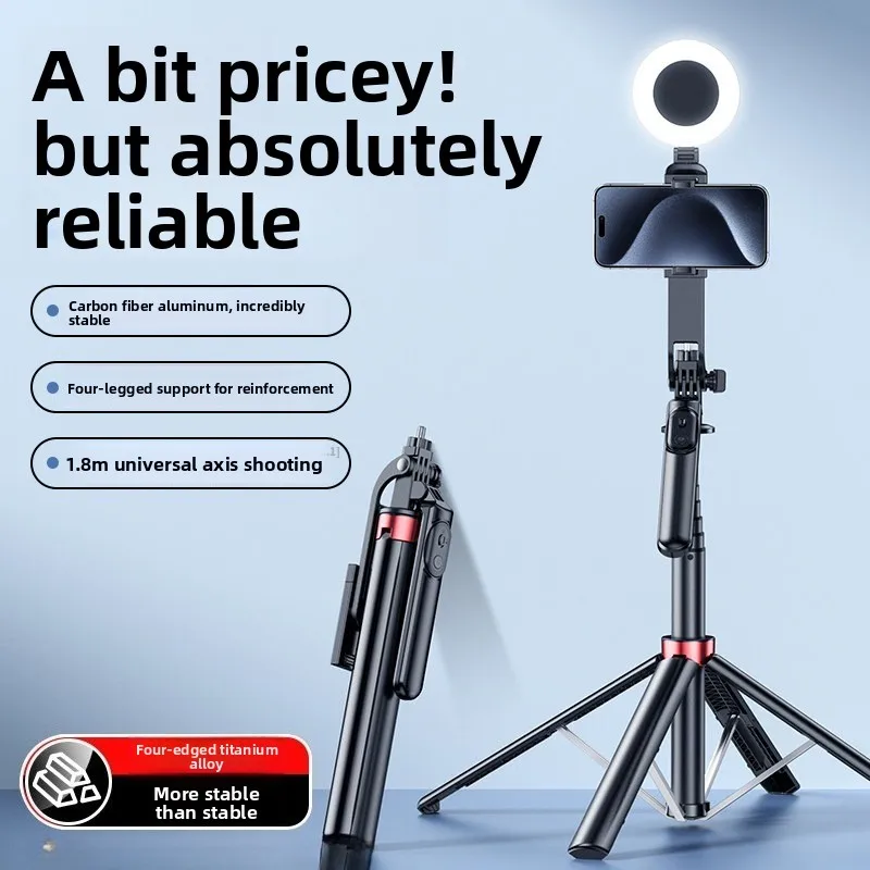 2025 New Integrated Selfie Stick Quadrupod 360° Rotation Anti‑Shake Portable Floor Stand For Phone Vlog Travel Live Shooting