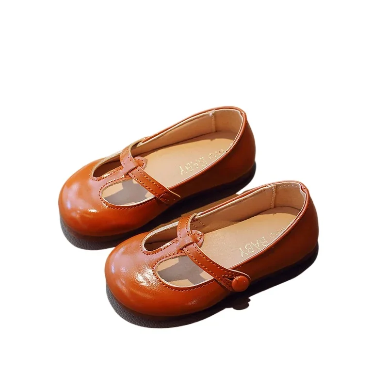 Sping Autumn New Kids Leather Shoes Solid Color Boys Shoes Single Little Girl Shoes