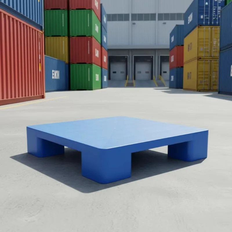 500 * 500 * 120 small single-sided four-way plastic tray HDPE blue custom warehouse floor 100kg dynamic load