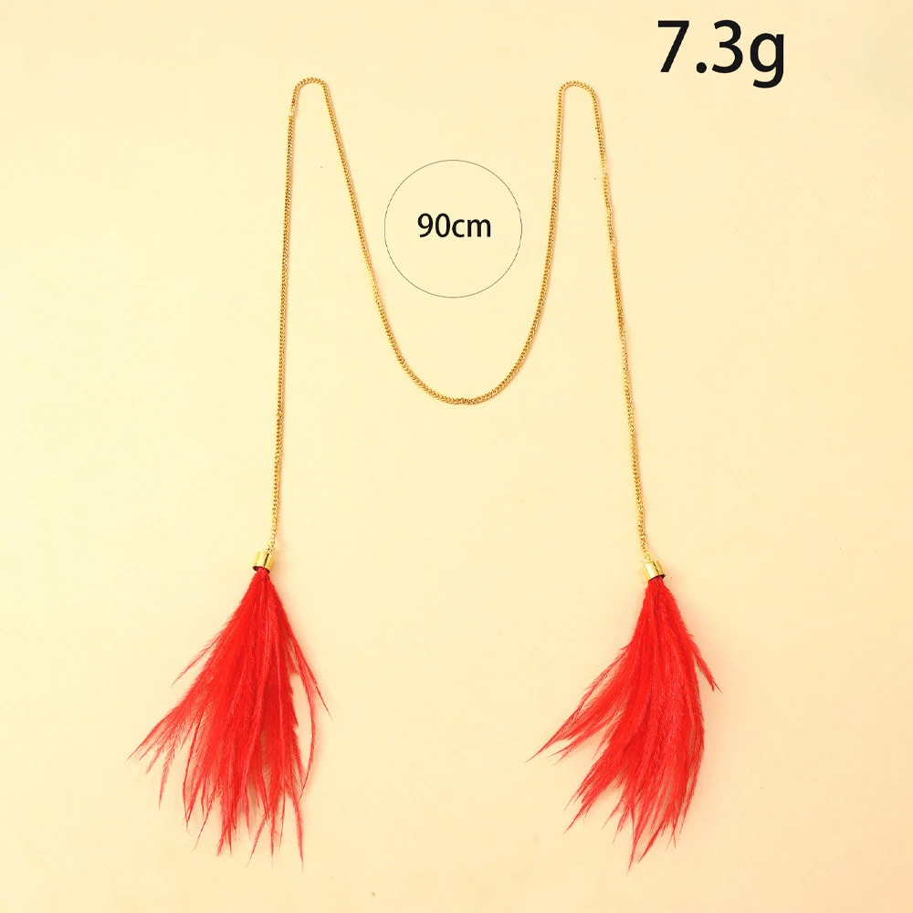 Ethnic Tassel Red Feather Mask Chain Veil Women Dance Accessories 2025 Carnival Metal Face Jewelry Masquerade for Women Gifts