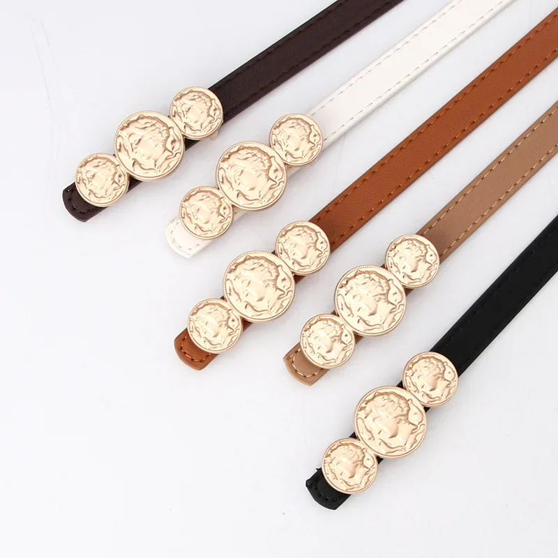 

Women's Buckle Thin Belt Korean Fashion Dress Suit Decoration Small Belt Portrait Buckle Head Belt