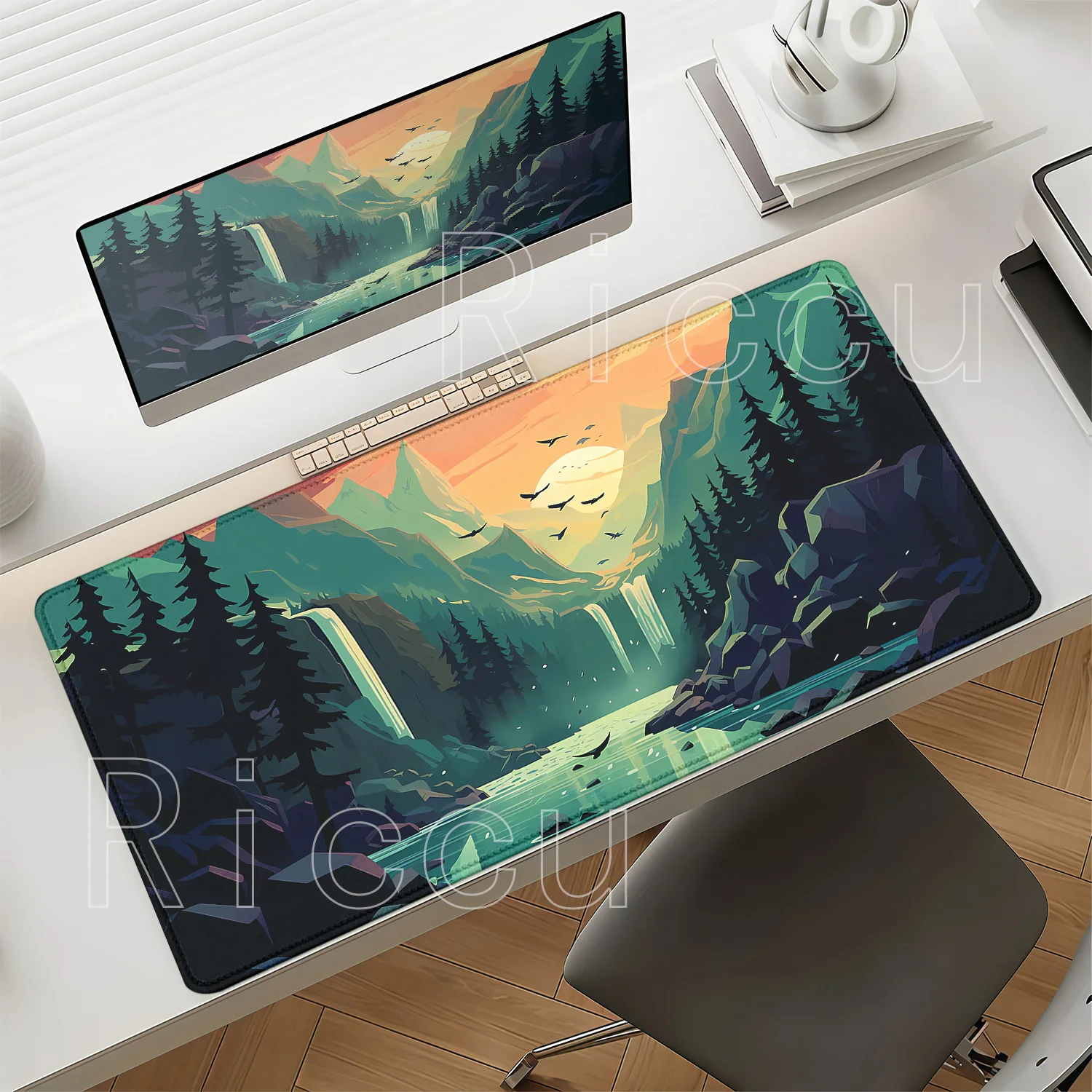 Cartoon Forest Scenery Rubber Large Mouse Pad Gaming Non-slip Art Computer Laptop Mousepad Keyboard HD Printing Office Desk Mat