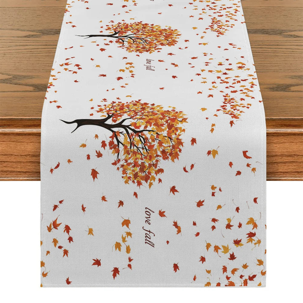 Autumn Trees Maple Leaves Table Runner Home Wedding Centerpieces Decoration Party Table Runners Dining Long Cloth