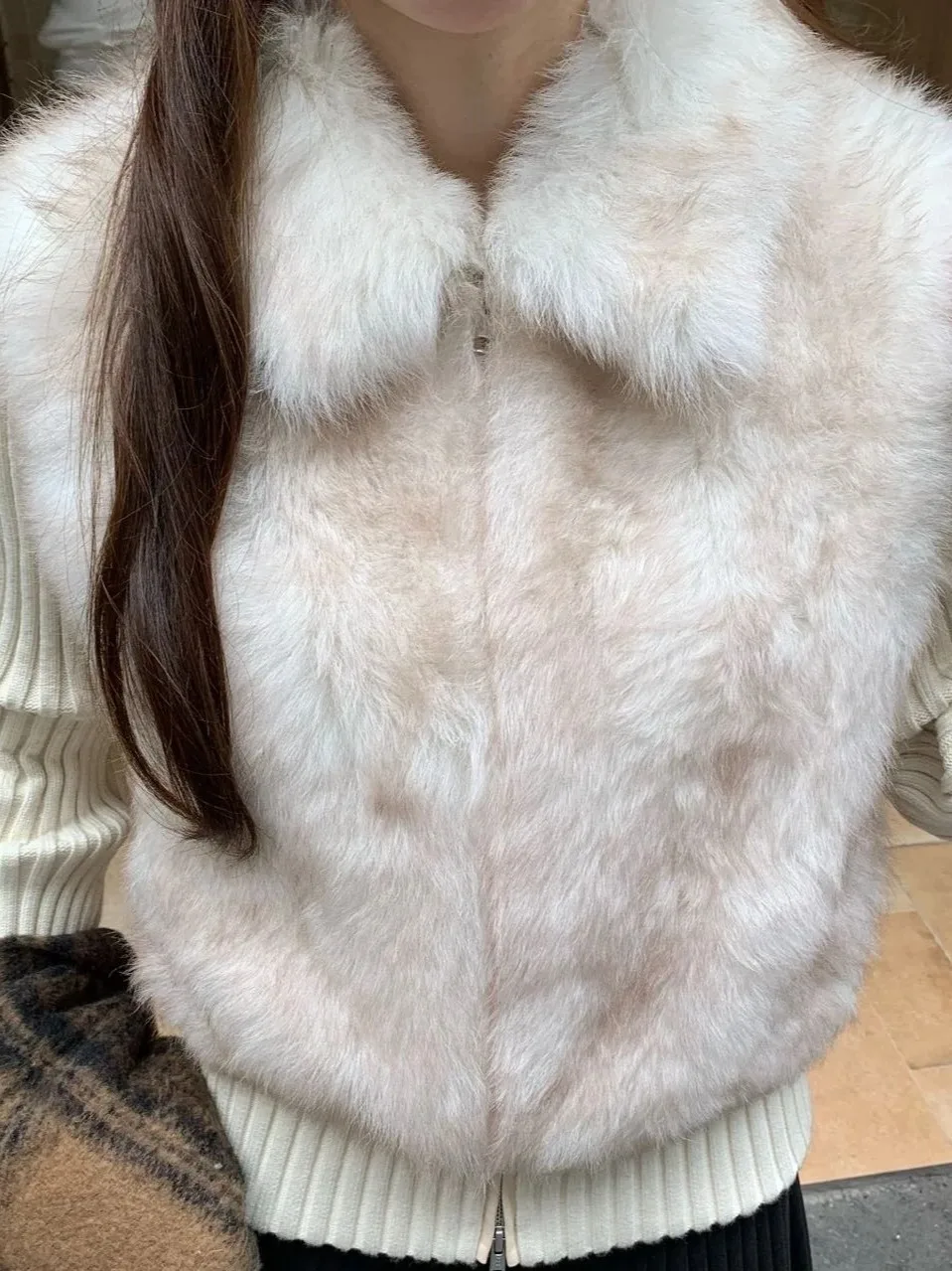 

Winter New Sle Eco-friendly Fur Knitted Patchwork Vest Detachable Faionable Women's Vest Fake Two-Piece Cotton Jaet