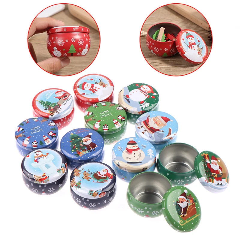 1PC Personality Christmas Decor Empty Candy Box Drum-shaped Candy Cookie Box Festive Party Supplies Small Rose Tea Pot Tin Box