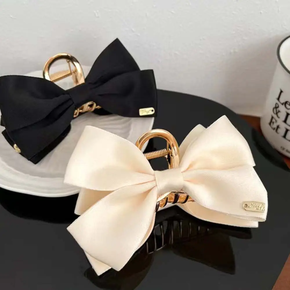 

Fashion Headdress Korean Hair Clamp Black White Girls Gift Women's Hair Grab Bow Hair Claw Large Bow Barrette Bowknot Hair Clip