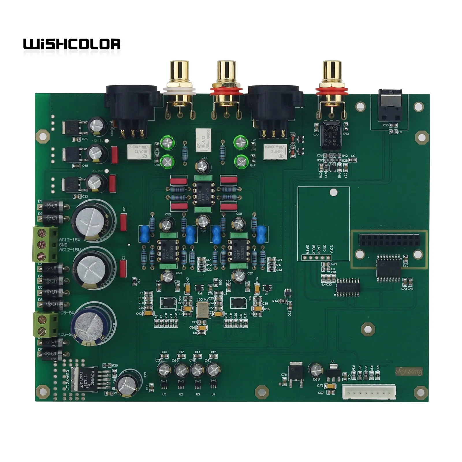 Wishcolor Common/Tuning Version Dual ES9038Q2M DAC Audio Decoder HiFi Coaxial PCM384K DSD128 Decoder Board Kit with TFT Screen